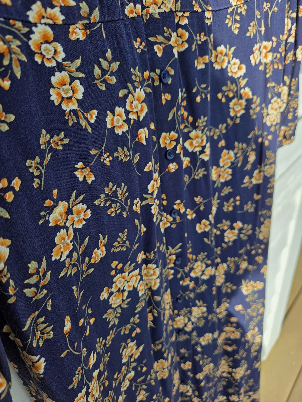 Old Navy Navy Blue Dress with Orange Floral Print - Picture 2 of 9